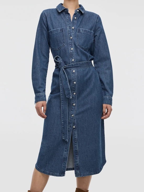 Reitmans Dresses & Skirts - Reitmans Dark Blue Denim Midi Shirt Dress